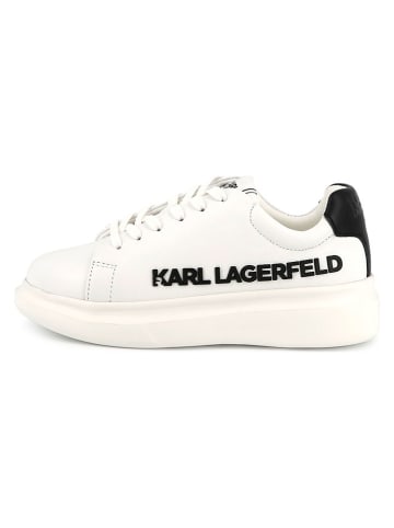 Karl Lagerfeld Kids Leren sneakers wit/zwart