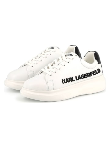 Karl Lagerfeld Kids Leren sneakers wit/zwart