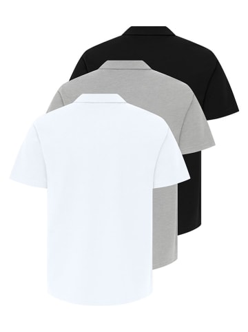 ONLY & SONS Koszulki polo (3 szt.) "Onsgordon" w kolorze biało-szaro-czarnym