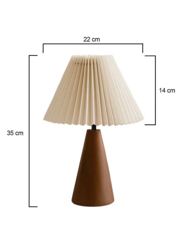 Opviq Tafellamp crème/bruin - (H)35 x Ø 22 cm