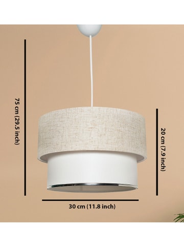 Opviq Hängeleuchte in Beige/ Weiß - (H)75 x Ø 30 cm