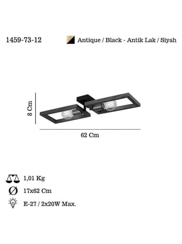 Opviq Lampa sufitowa w kolorze brązowo-czarnym - 62 x 8 cm