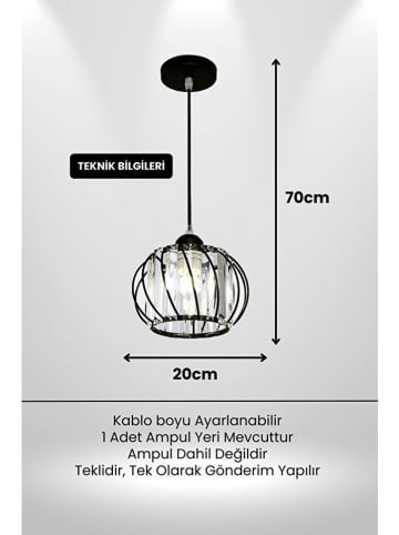 Opviq Hängeleuchte in Schwarz - (B)20 cm