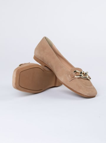 JOLANA & FENENA Leder-Slipper in Beige