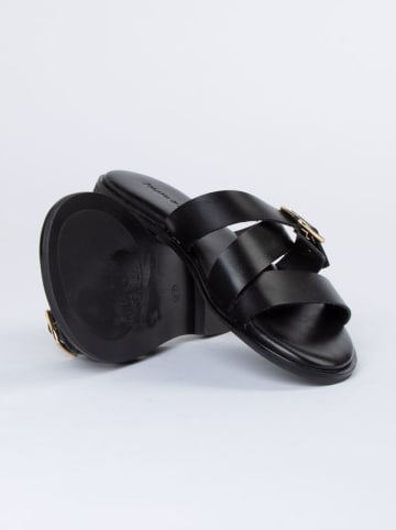 JOLANA & FENENA Leren slippers zwart