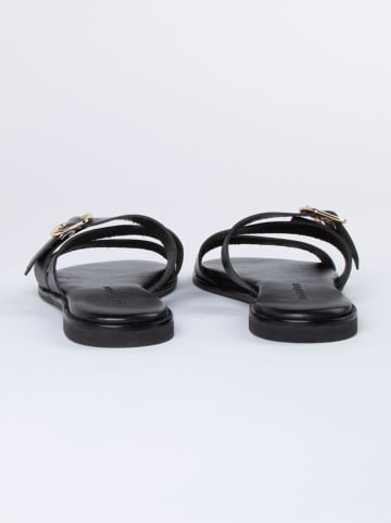 JOLANA & FENENA Leren slippers zwart