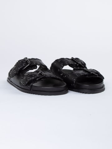 JOLANA & FENENA Leren slippers zwart