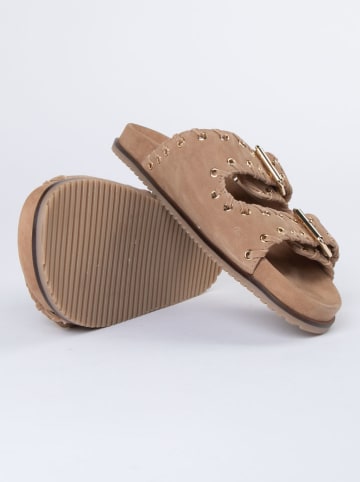 JOLANA & FENENA Leder-Pantoletten in Beige