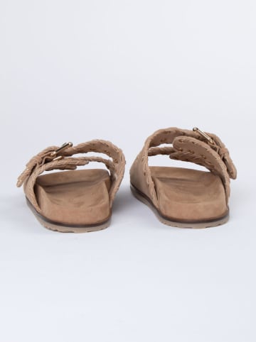 JOLANA & FENENA Leder-Pantoletten in Beige