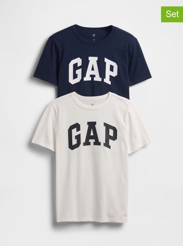 GAP 2er-Set: Shirts in Weiß/ Dunkelblau