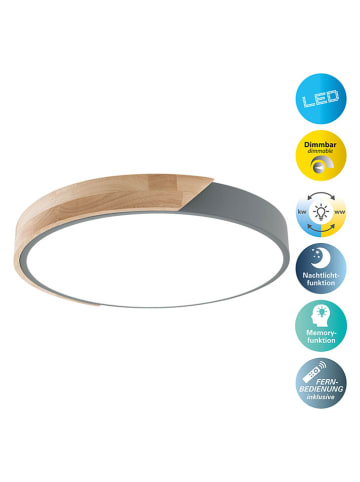 näve Ledplafonnière "Borneo" lichtbruin/grijs - energieklasse F (A tot G)