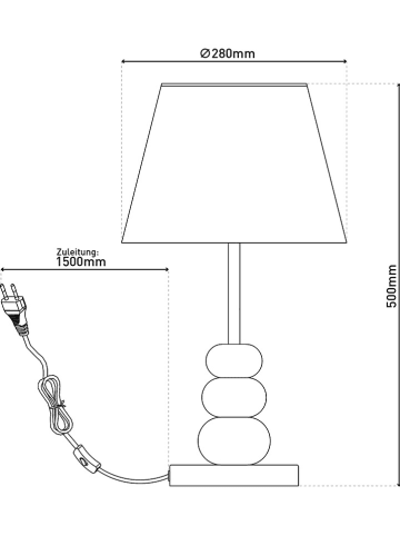 näve Tafellamp zwart/bruin/grijs - (H)50 x Ø 28 cm