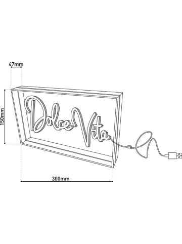 näve Led-tekstbord "Dolce Vita" turquoise/roze - (B)30 x (H)15 cm