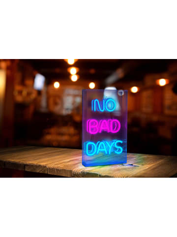 näve Lampa LED z napisem "No bad days" w kolorze różowo-niebieskim - 18 x 30 cm