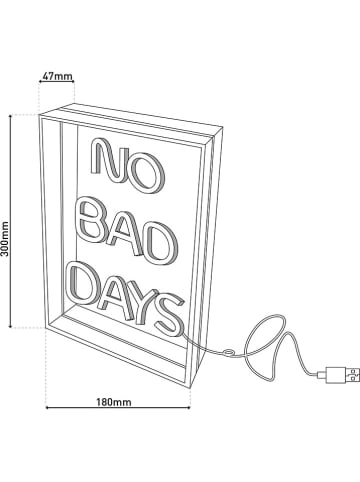 näve LED-Schriftleuchte "No bad days" in Blau/ Pink - (B)18 x (H)30 cm