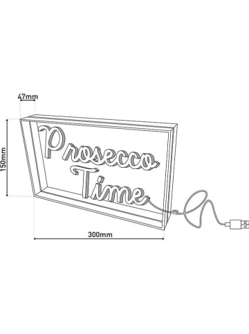 näve Lampa LED z napisem "Prosecco Time" w kolorze różowo-turkusowym - 30 x 15 cm