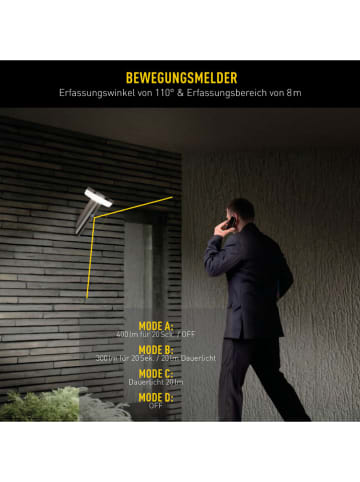 näve Solarwandlamp "Norcia" zilverkleurig - (H)25 cm