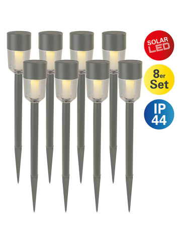 näve Solarne lampy ogrodowe (8 szt.) w kolorze szarym na trzonku - wys. 35,5 cm