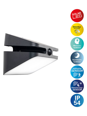 näve Solarwandlamp "Hürth" zwart - (B)21 x (H)11 x (D)11 cm