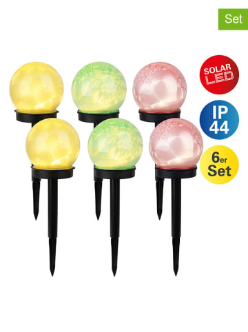 näve Solarne lampy ogrodowe (6 szt.) "Aura" ze wzorem na trzonku - wys. 34 x Ø 10 cm