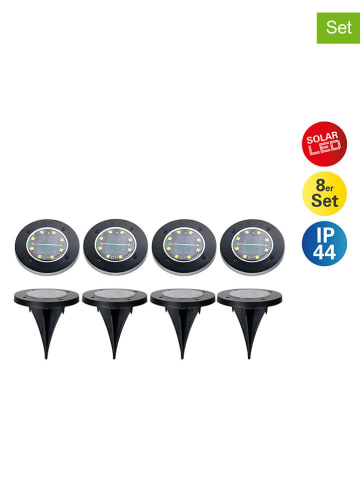 näve 8-delige set: solargrondstekers zwart - (H)12 x Ø 11,5 cm