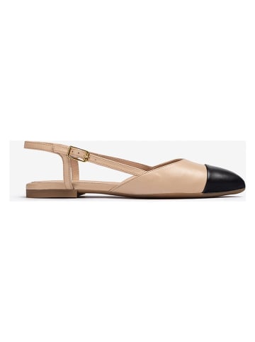 Unisa Leren slingballerina's beige/zwart