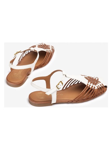 Unisa Leren enkelsandalen wit/bruin