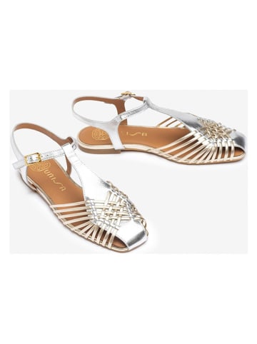Unisa Leren enkelsandalen zilverkleurig