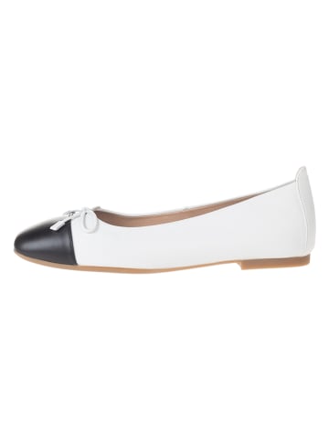 Unisa Leren ballerina's wit/zwart