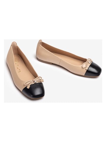 Unisa Leder-Ballerinas in Beige/ Schwarz