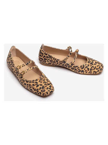 Unisa Leder-Spangenballerinas in Hellbraun/ Braun
