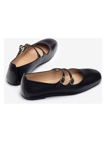 Unisa Skórzane baleriny w kolorze czarnym z paskiem