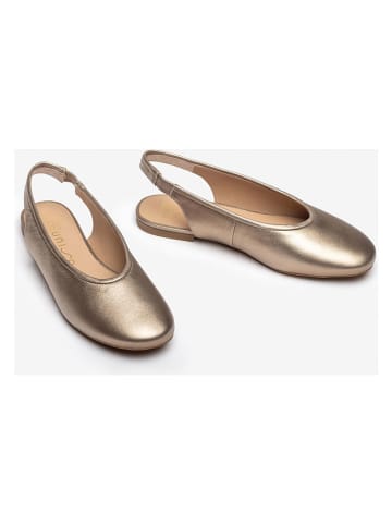 Unisa Leren slingballerina's goudkleurig