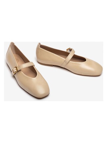 Unisa Leren ballerina's met bandje beige