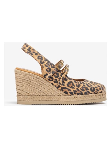 Unisa Leder-Keilpumps in Beige/ Braun