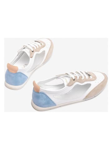 Unisa Leder-Sneakers in Weiß/ Hellblau/ Beige