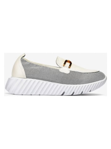 Unisa Leren mocassins wit/grijs