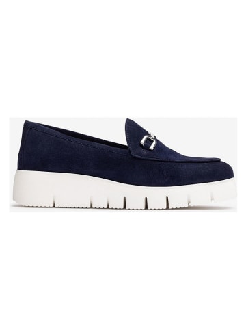 Unisa Leren mocassins donkerblauw
