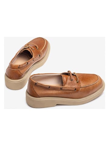 Unisa Leren veterschoenen lichtbruin