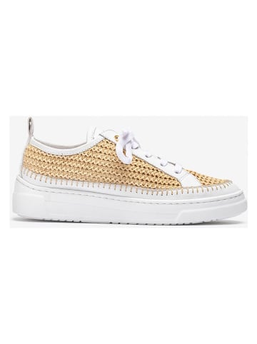 Unisa Skórzane sneakersy w kolorze beżowo-białym