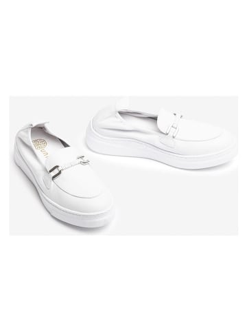Unisa Skórzane mokasyny w kolorze białym