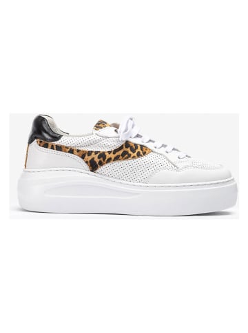 Unisa Leder-Sneakers in Weiß/ Hellbraun