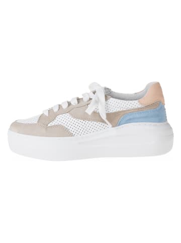 Unisa Leren sneakers wit/beige/lichtblauw