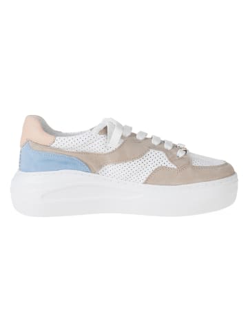 Unisa Leder-Sneakers in Weiß/ Beige/ Hellblau