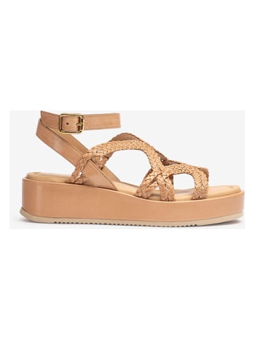 Unisa Leren sleehaksandalen beige
