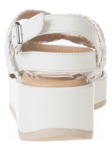 Unisa Leren sleehaksandalen crème