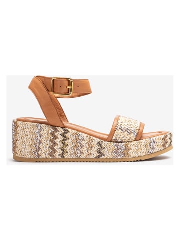 Unisa Leren sleehaksandalen lichtbruin