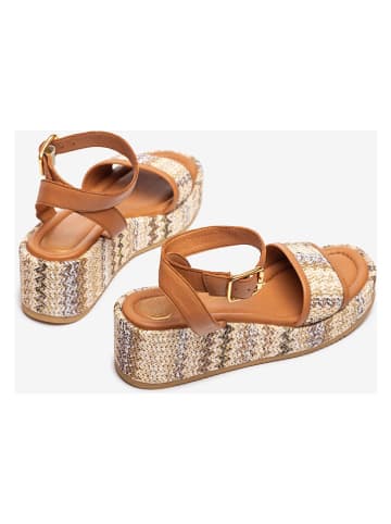 Unisa Leren sleehaksandalen lichtbruin