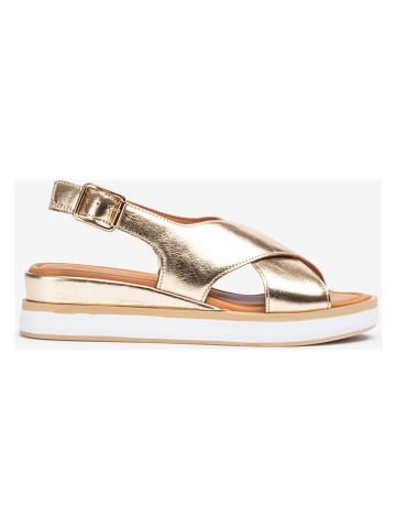 Unisa Leren sleehaksandalen goudkleurig