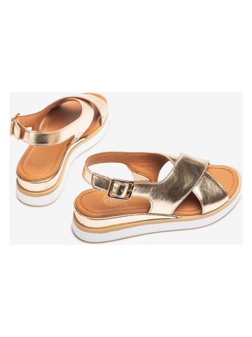 Unisa Leren sleehaksandalen goudkleurig